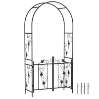 Arco da Giardino con Cancello, Traliccio per Piante Rampicanti in Metallo, 2.2x1 m, Nero