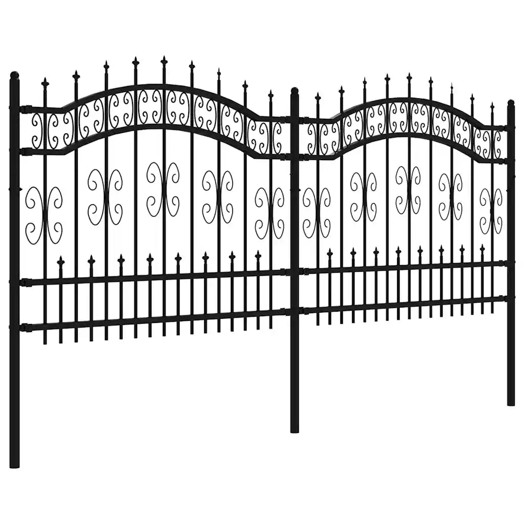 Recinzione da Giardino Kampen con Punta a Lancia Nera 240x100 cm in Acciaio 151085