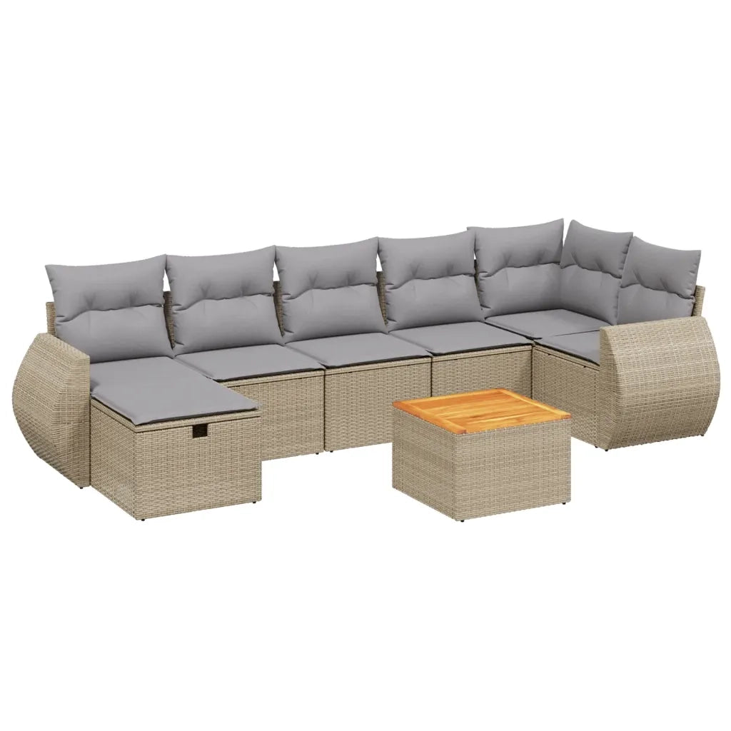 Set Divano da Giardino 8 pz con Cuscini Beige Misto Polyrattan 3265070