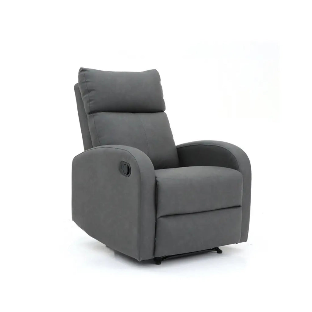 Poltrona relax ERA reclinabile manualmente in materiale PU di colore nero, una poltrona eccezionale.