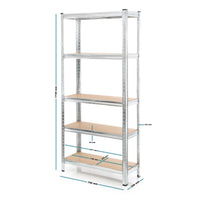 Set 2x scaffali a incastro per carichi pesanti 174x75x30cm Max 875kg l’uno Acciaio 5 ripiani