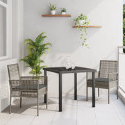 Set da Pranzo da Giardino di 3 Pezzi con Cuscini Grigio Polyrattan