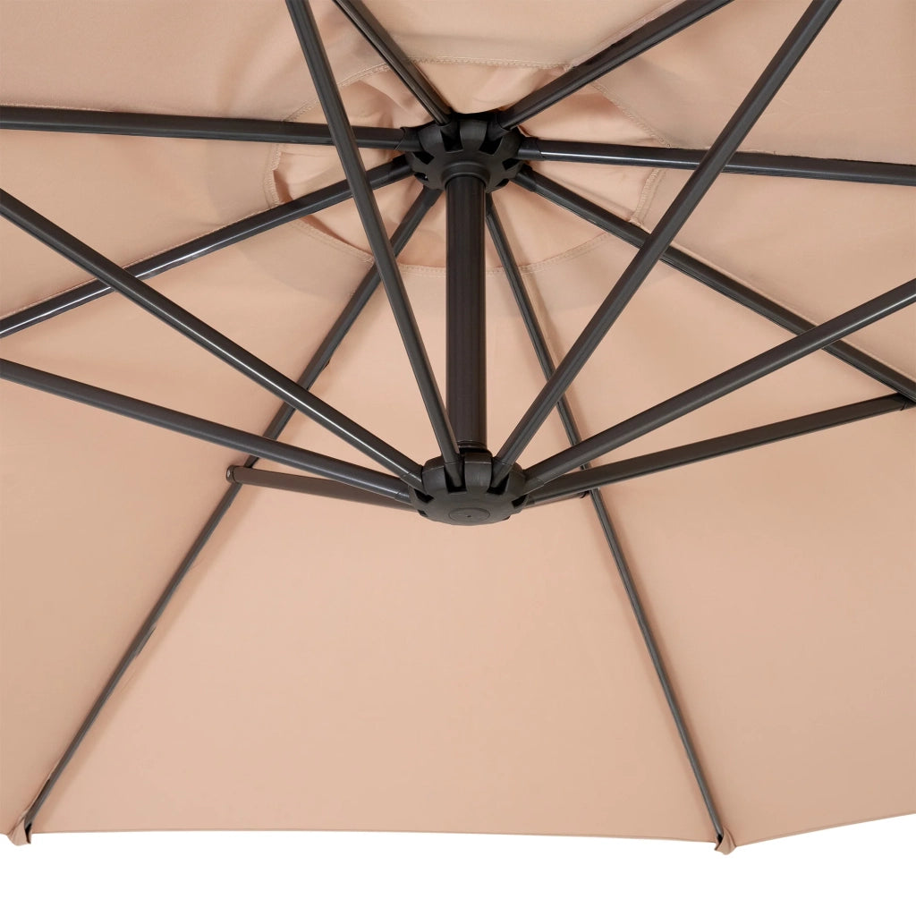 Ombrellone Decentrato 3m Beige Banana con Base Quadrata Riempibile
