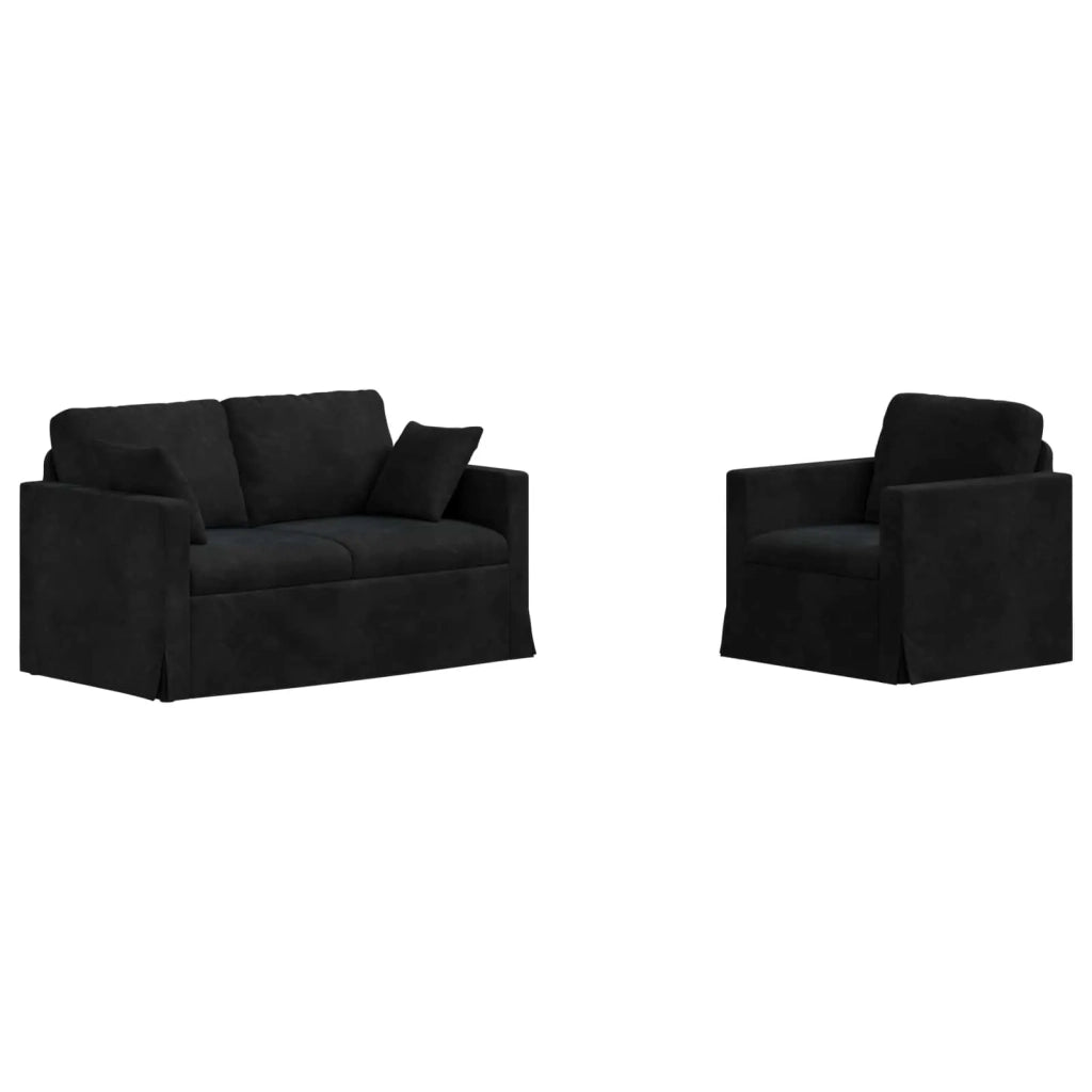 Set di divani 2 pcs Nero 138 x 78 x 80 cm Velluto