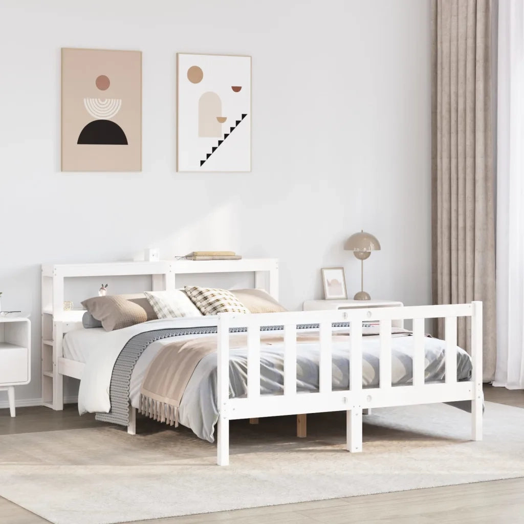 Letto senza Materasso Bianco 150x200 cm Legno Massello di Pino