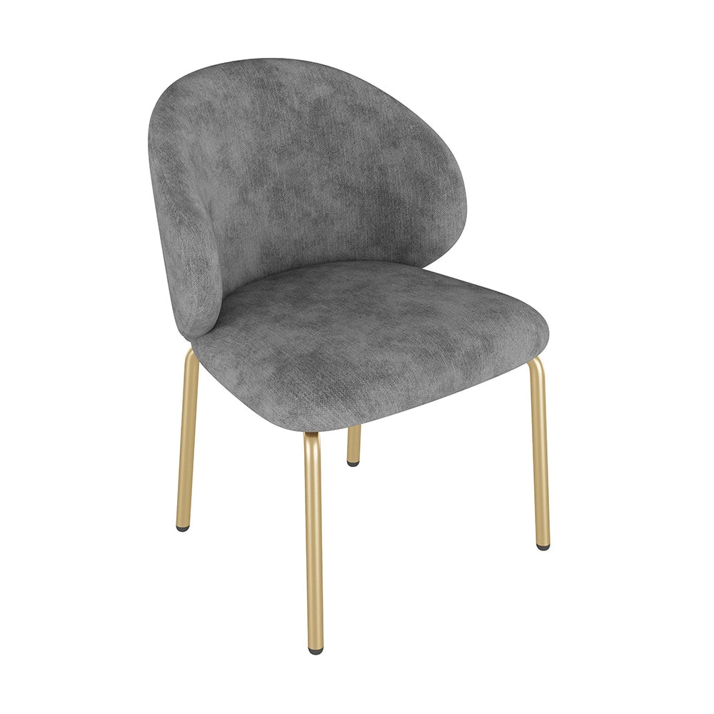 Set di 4 sedie da pranzo - Xylo - 47,5x56x74 cm - Grigio - Piedi dorati in velluto