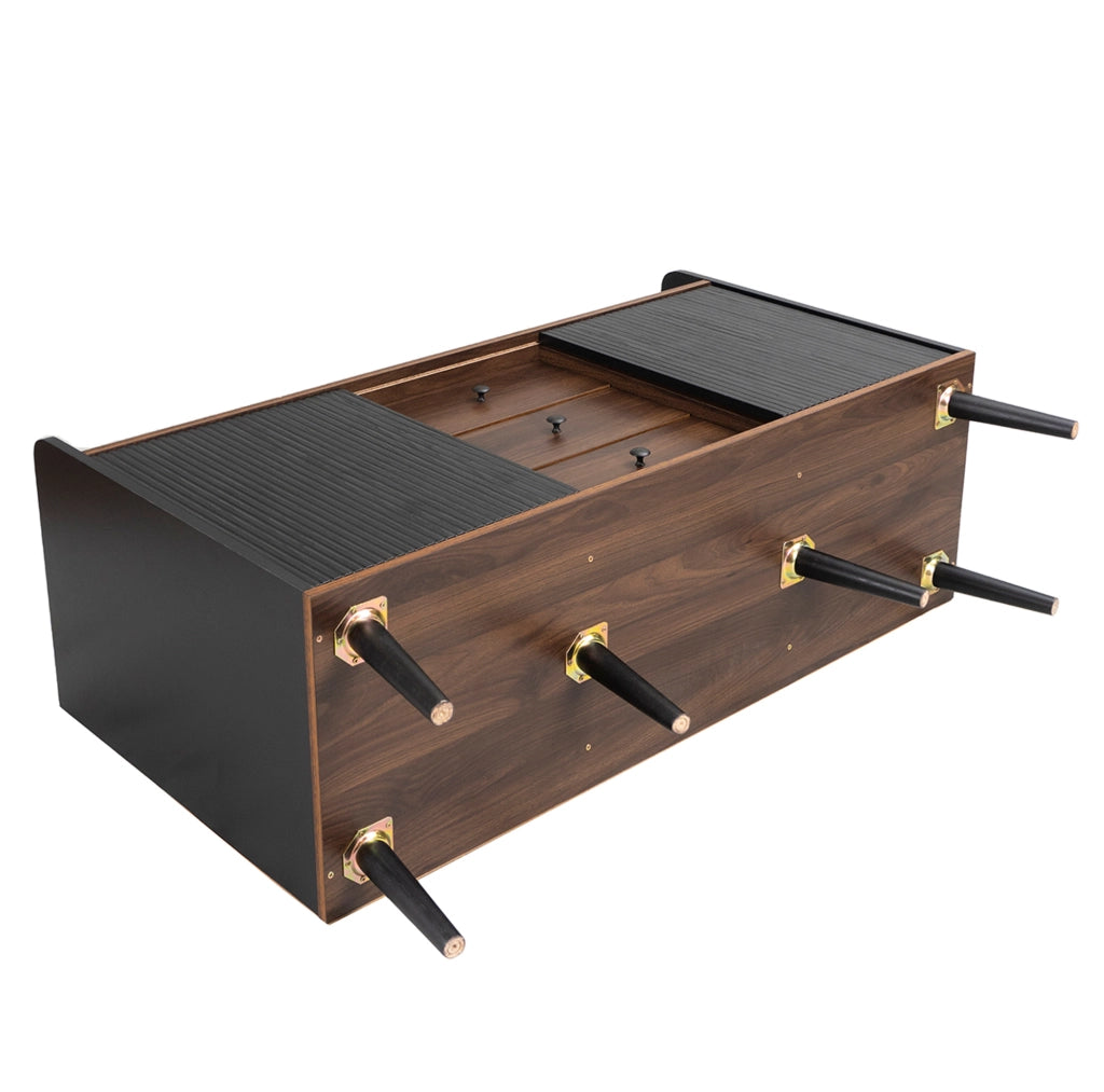 Credenza 117,5x40x80 cm con 3 cassetti in MDF e truciolare nera e color legno