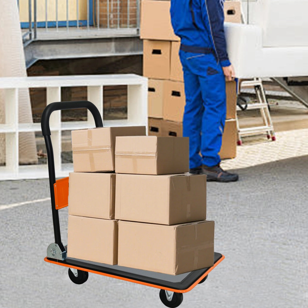 CARRELLO PIEGHEVOLE IN ACCIAIO ARANCIONE, PORTATA 150 KG