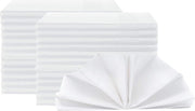 Serviette in damasco di cotone - 50x50 cm - bordo atlas - bianco