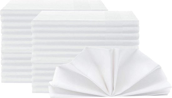 Serviette in damasco di cotone - 50x50 cm - bordo atlas - bianco