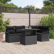 Set Divano da Giardino con cuscino 6 pcs Nero polyrattan 3348289