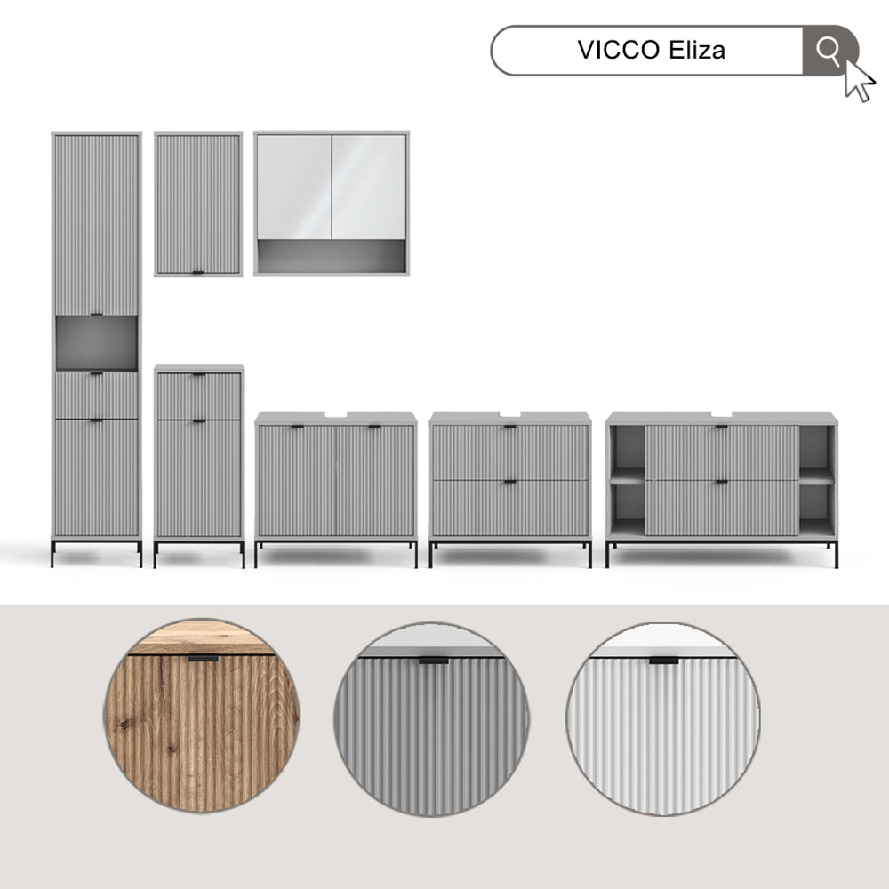 Vicco Set di mobili da bagno Grigio 2 parti