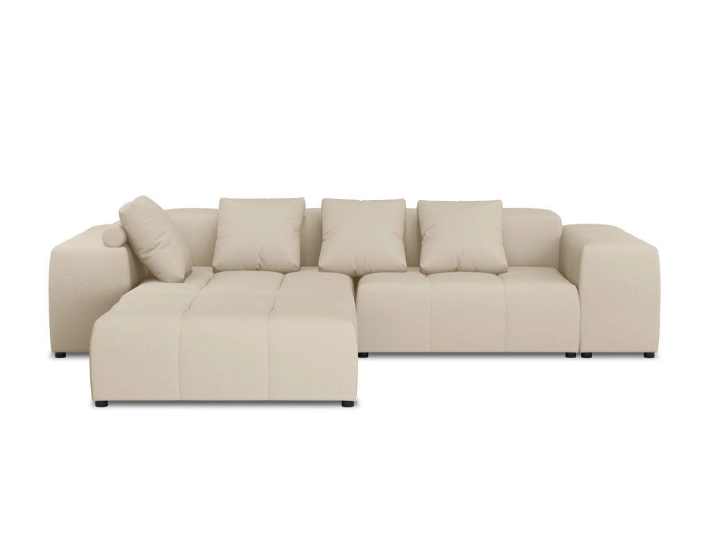 Cosmopolitan Design - Divano angolare modulare reversibile "Rome" 5 posti in tessuto strutturato beige 
