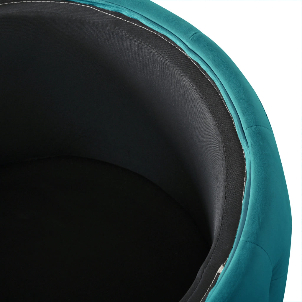 Poltrona pouf contenitore - con vassoio in legno e design impilabile - in velluto blu