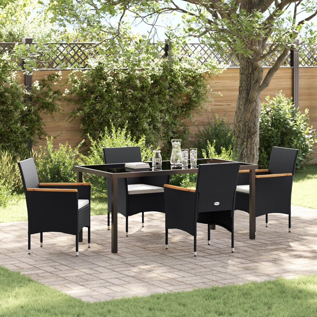 Set da Giardino 5 Pezzi Nero Rattan Polico