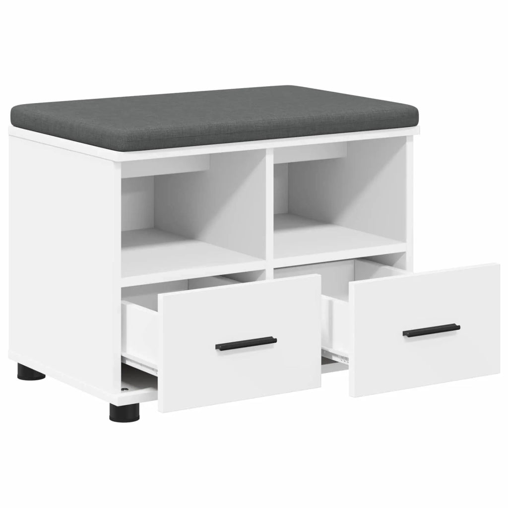 Panca per ingresso con cuscino-Sgabello-Panca da Corridoio Bianco 60 x 38 x 46 cm 335250