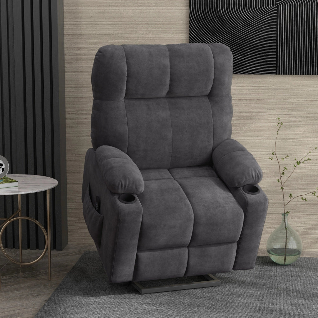 POLTRONA Relax elettrica alzapersona reclinabile massaggio e calore grigio scuro