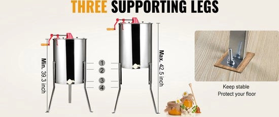 Estrattore di Miele Manuale - 4/8 Frazioni - Centrifuga per Miele a Mano - Regolabile - Inox - Apparecchiatura per Aziende Apicole