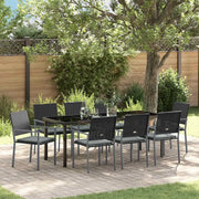 Set da Pranzo per Giardino 9 pcs Nero e Grigio Chiaro 3379078
