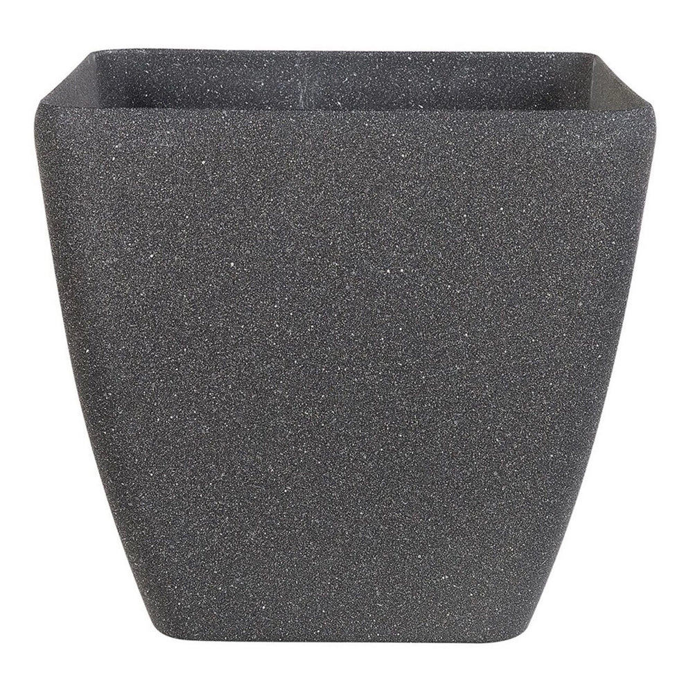 Set di 2 Vasi per piante fioriera in poliresina solida grigio scuro in miscela di pietra quadrata 34 x 34 cm resistente ai raggi UV