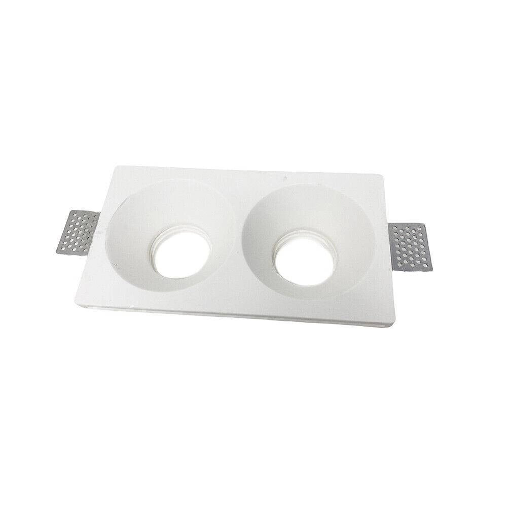Trade Shop - Portafaretto Gesso Doppio Rotondo Incasso A Scomparsa 2 Portalampada Gu10 Gs-24 -