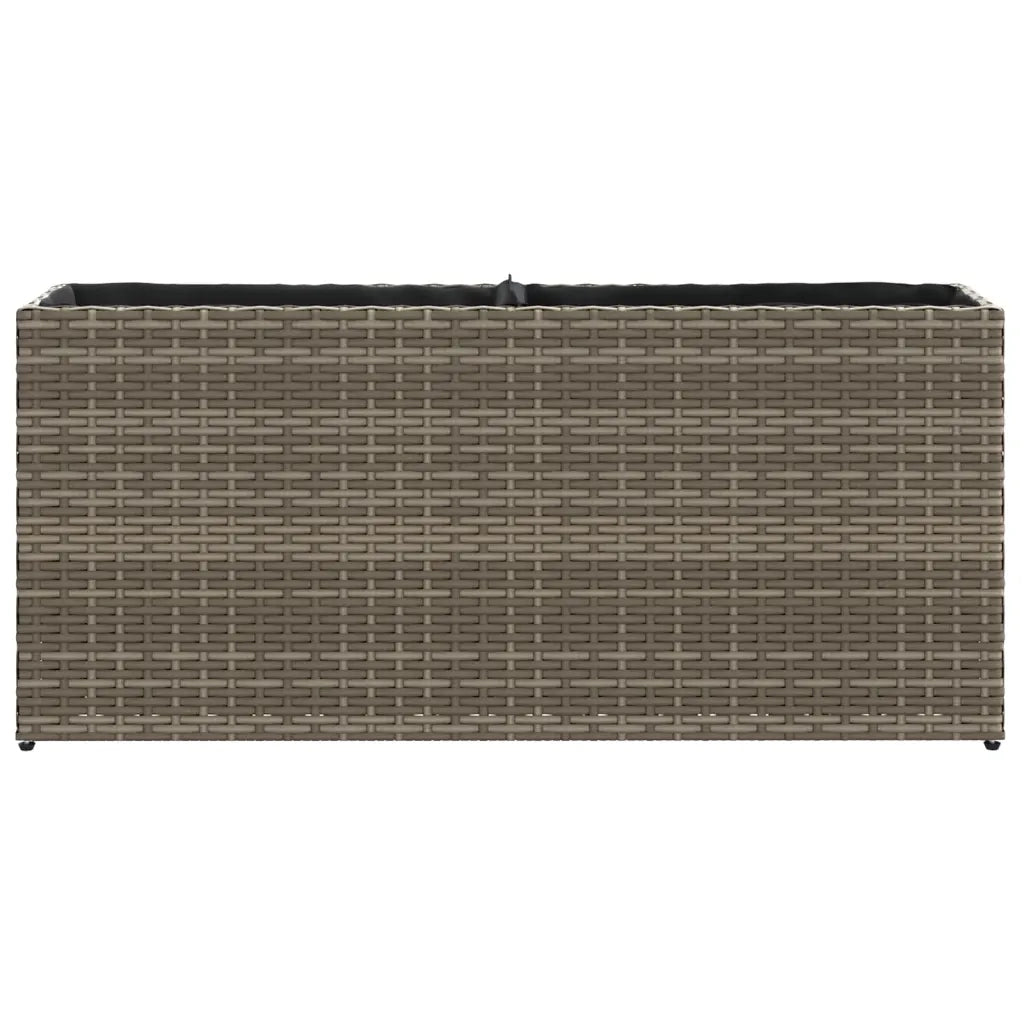Fioriera da Giardino con 2 Vasi Grigia 90x20x40cm in Polyrattan 366409