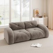 Divano modulare a 2 posti in ciniglia senza struttura con seduta morbida antiscivolo per salotto taupe 204 × 95 × 76 cm