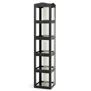 Libreria girevole pieghevole a 5 livelli per soggiorno e studio, Scaffale girevole a 360¡ã con base rotante per esposizione Nero-Librerie