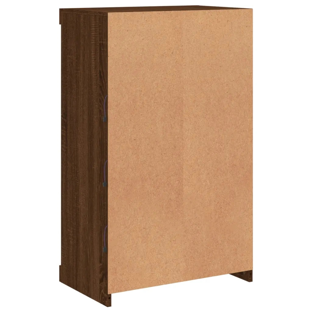 Credenza | Madia | Buffet da pranzo | Armadio da pranzo con Luci LED Rovere Marrone 60,5x37x100 cm