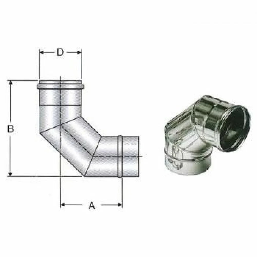 Inox mono parete aisi 316 curva 90 d.080 316l