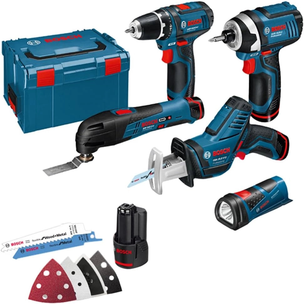 Bosch Professional Kit 10,8 V-LI 5 Attrezzi, Valigetta L-Boxx, Blu