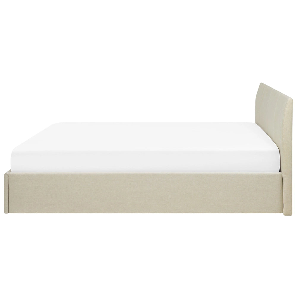 Struttura del letto Beige 180 x 200 cm con contenitore rialzato con testiera