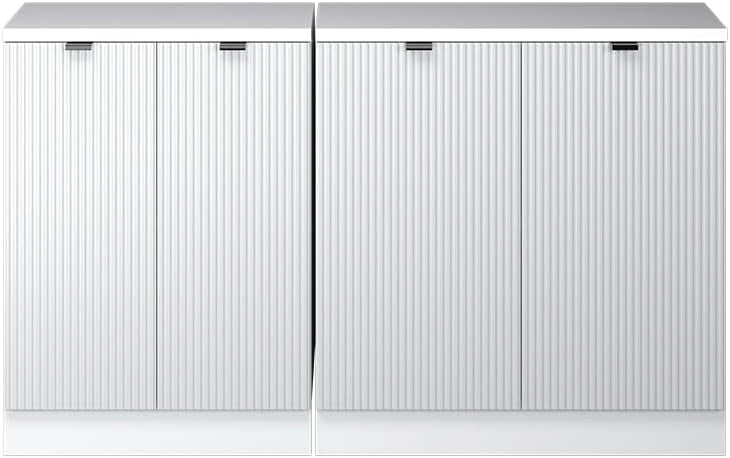 Set di mobili sottotetto Rion, Ondulazione bianca, 140 cm Set di 2 carcasse armadio profondità 60 cm, adatto per il salvaspazio sotto tetti spioventi
