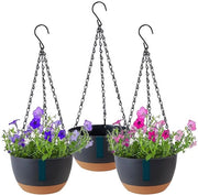 Vaso da parete, 3 vasi da parete per interni ed esterni, vaso da parete con gancio rotondo, vaso per piante con fori di drenaggio e coperchio rimovibile, vaso da parete per casa, giardino, balcone (grigio)