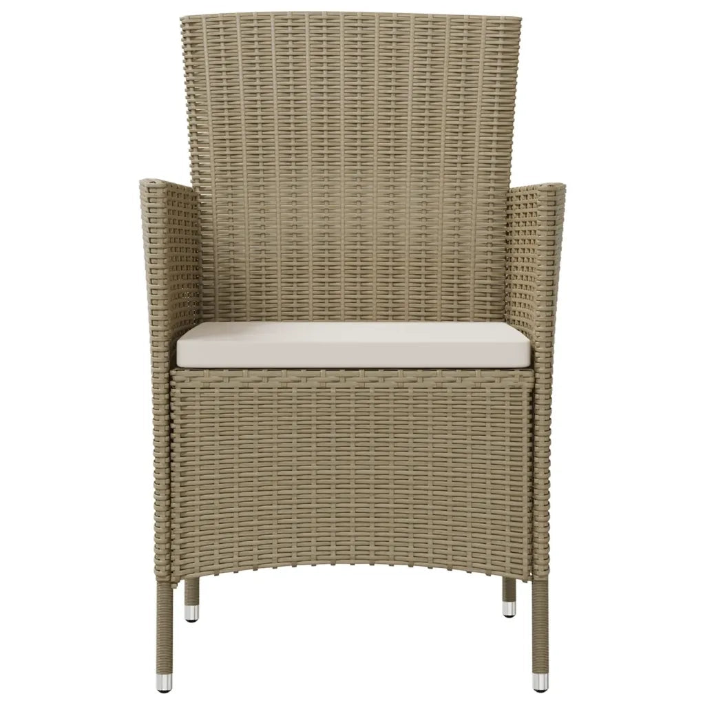 Set da Pranzo da Giardino 9 pz con Cuscini in Polyrattan Beige cod mxl 35825