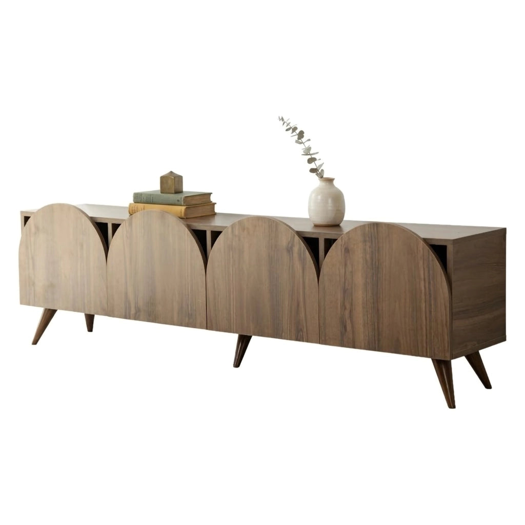 Visco, Mobile Porta tv 4 Vani, 180x35x50h cm Marrone Noce