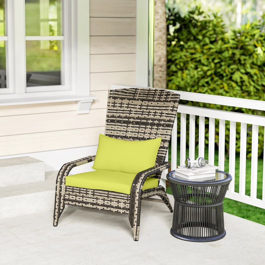 Sedia da Giardino con Braccioli e Cuscini ¨C zephmum ¨C Rattan e Acciaio, Verde, 64x80x90 cm