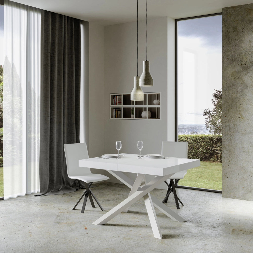 Tavolo allungabile 90x140/400 cm Volta Premium bianco frassino telaio bianco