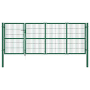 Cancello di Recinzione con Paletti 350x120 cm in Acciaio Verde cod mxl 74175