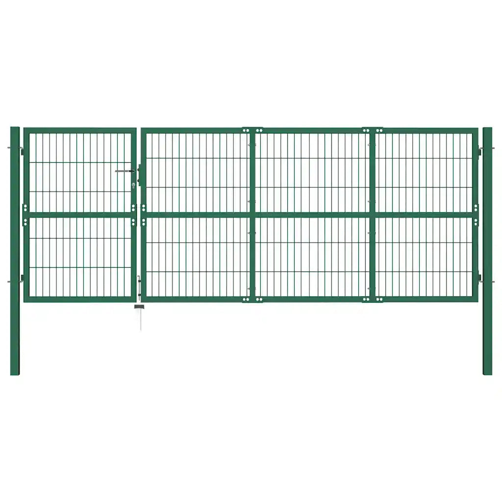 Cancello di Recinzione con Paletti 350x120 cm in Acciaio Verde cod mxl 74175
