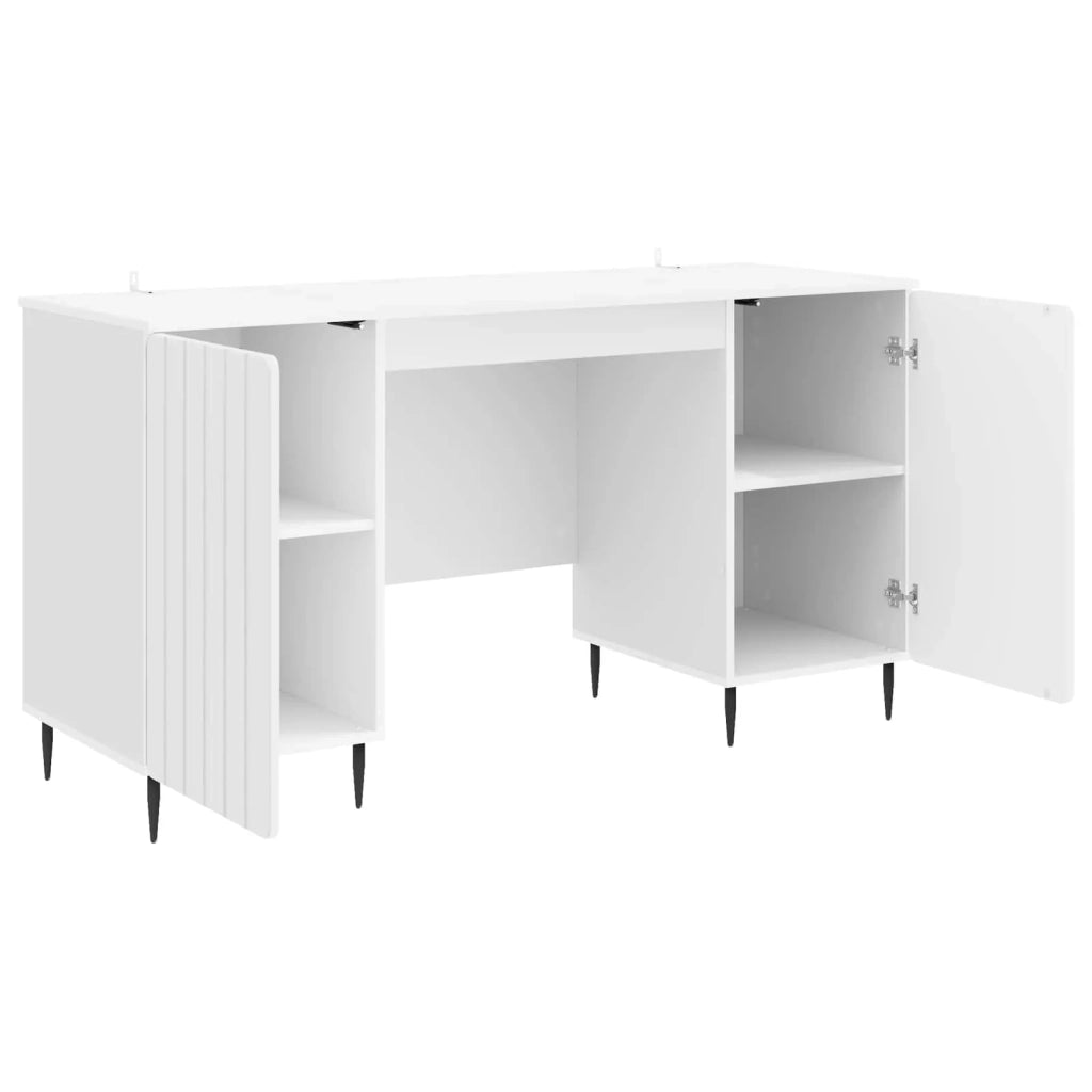 Scrivania Bianco Lucido 142,5 x 50 x 75 cm Legno ingegnerizzato