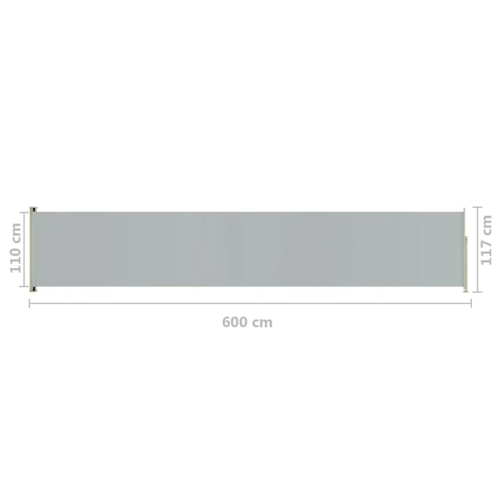 Tenda da sole laterale retrattile/schermo privacy per patio giardino terrazza balcone 117 x 600 cm grigio 02_0007215