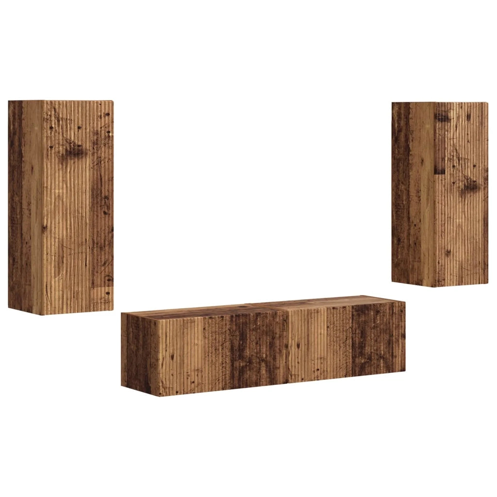 Set mobile TV 2 pz-Credenza per TV Legno vecchio Legno multistrato 529448