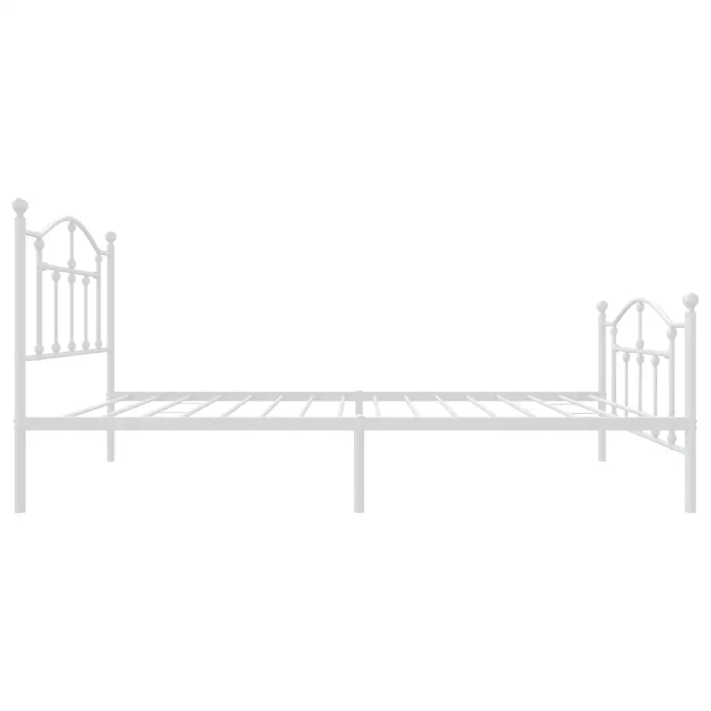 Letto singolo | Letto per adulti | Giroletto con Testiera e Pediera Metallo Bianco 90x200 cm