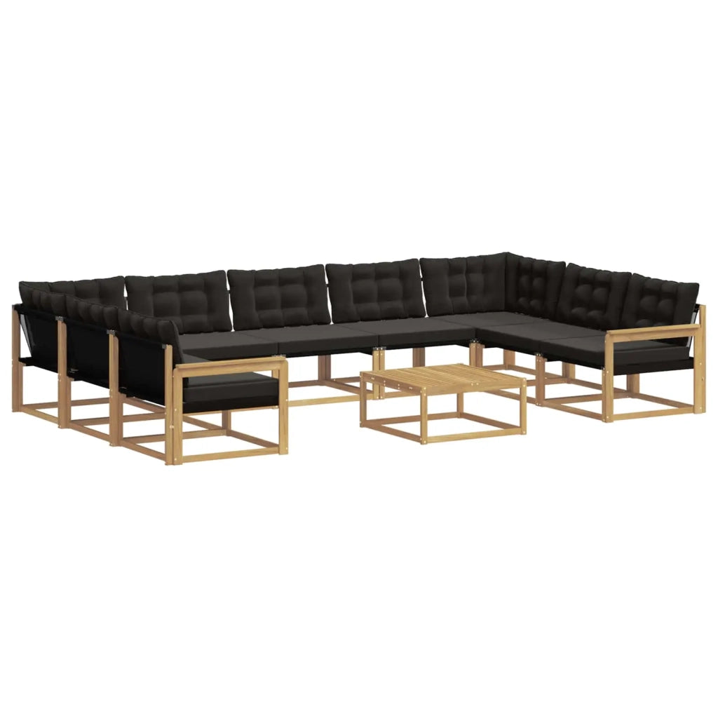 Set di divani da esterno 10 pz Bianco e Nero 3389086