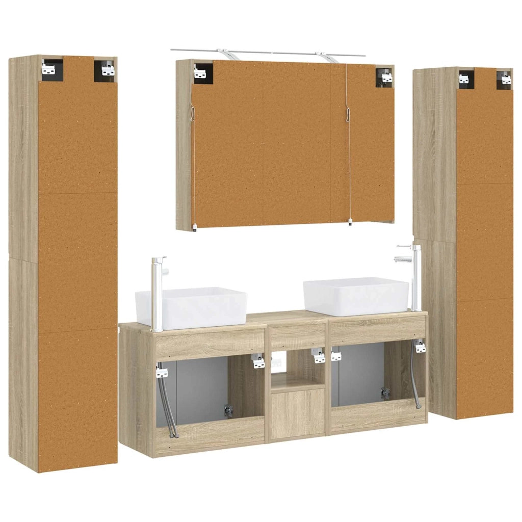 Set di mobili per il bagno 6 pcs Rovere Sonoma 3407225