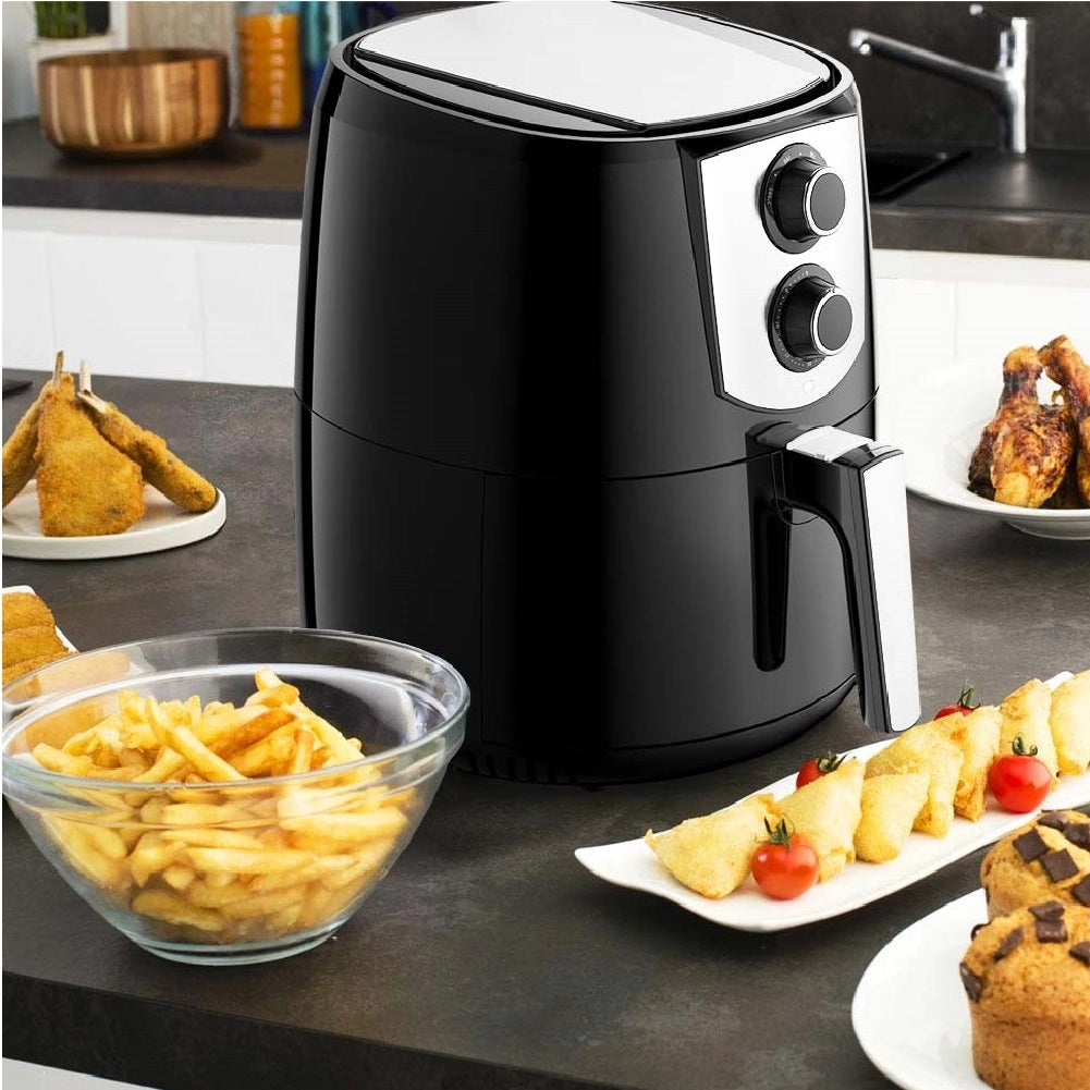 Friggitrice ad Aria Calda Senza Olio Timer 4,4Lt 1400W Frigge e Cuoce 4-6persone