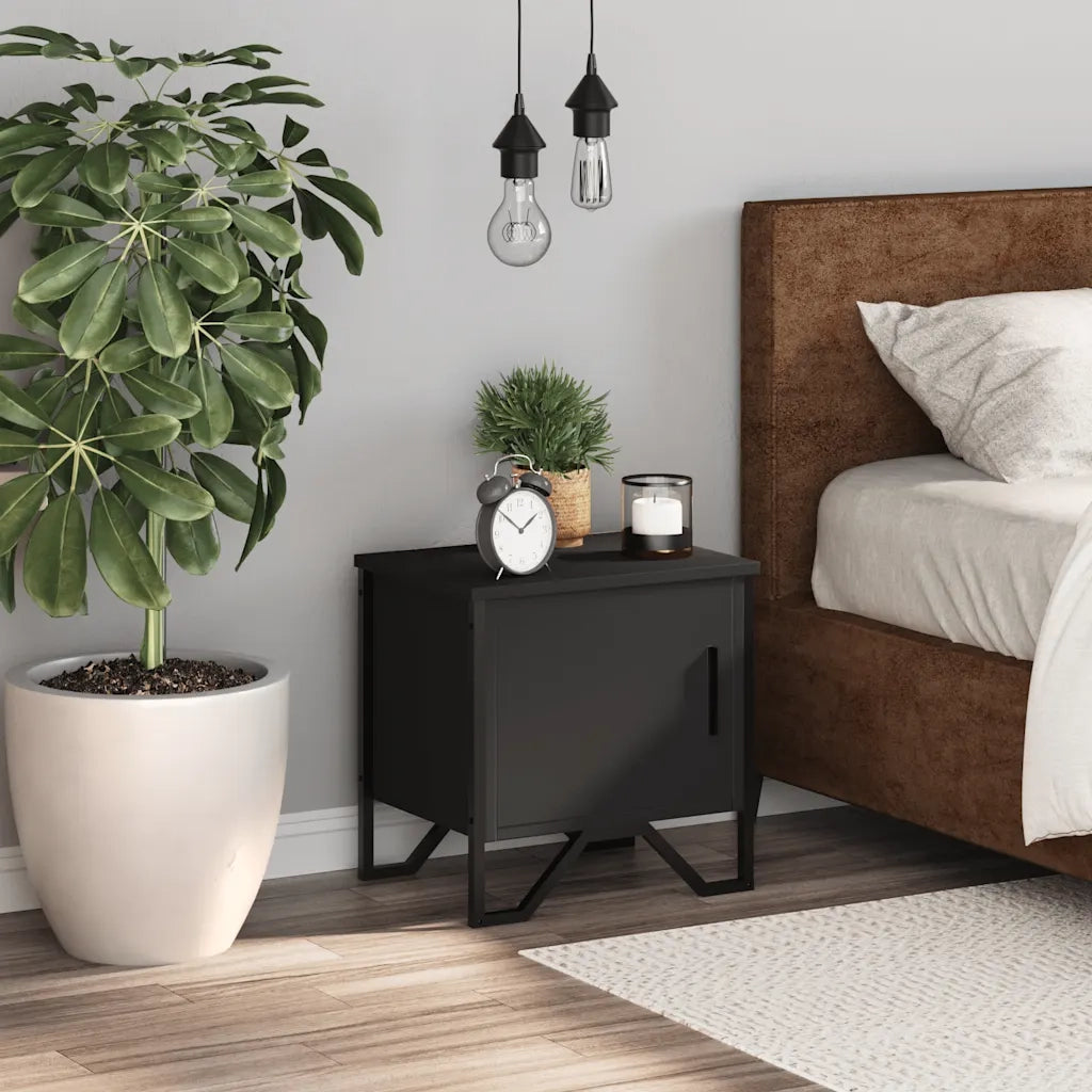 Comodino-Tavolino da notte Nero 40x30x40 cm in Legno Multistrato 696296