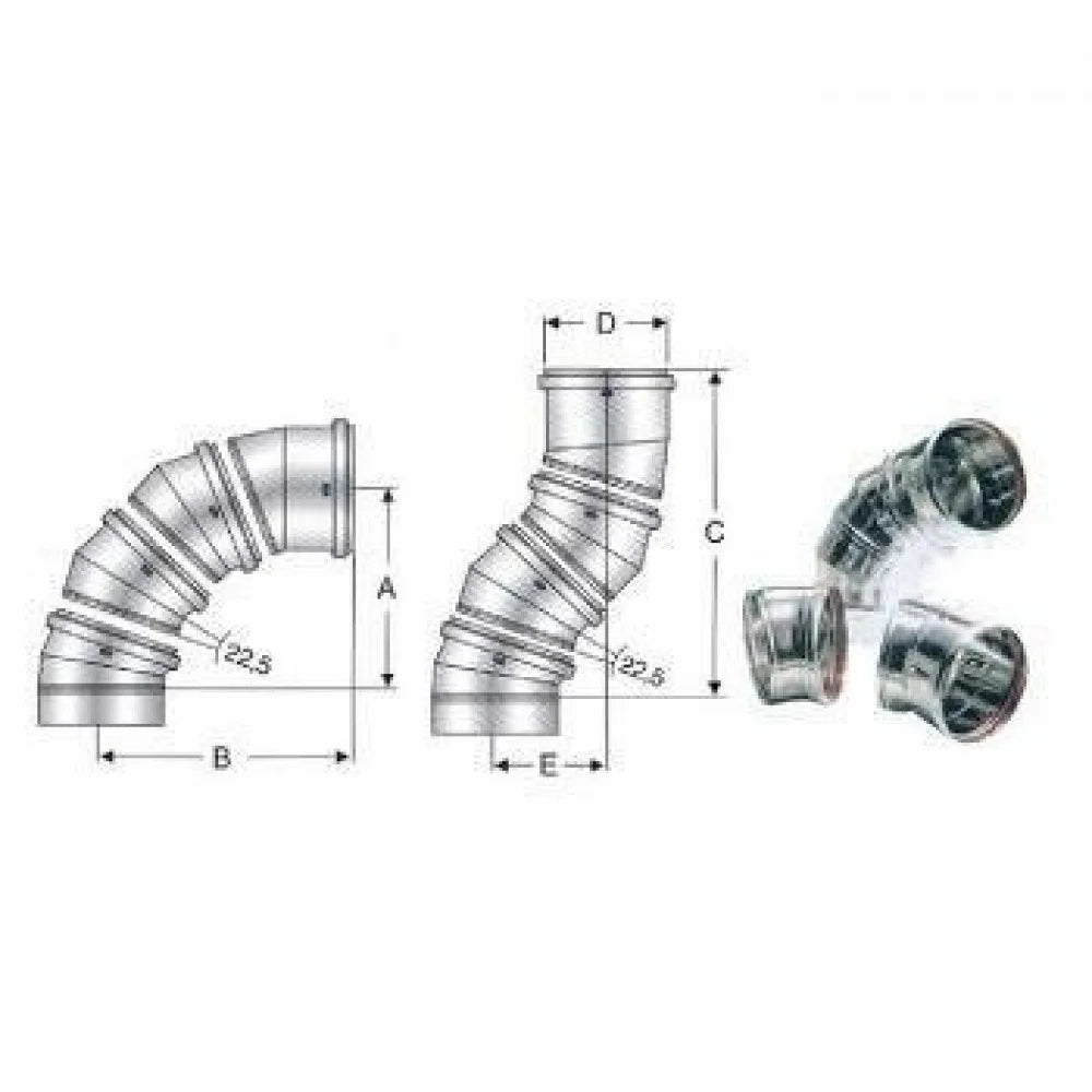 Inox mono parete aisi 316 curva girevole d.250 1 b08wz55rdq