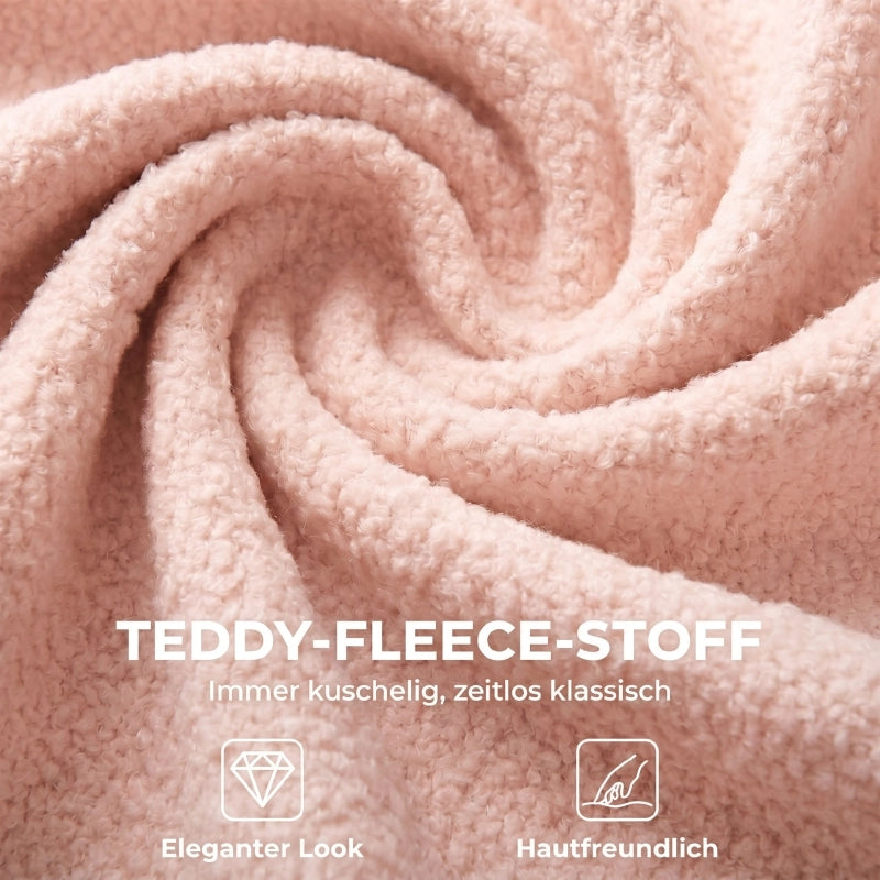 Sedia da ufficio girevole in teddy fleece rosa, regolabile in altezza, con ruote